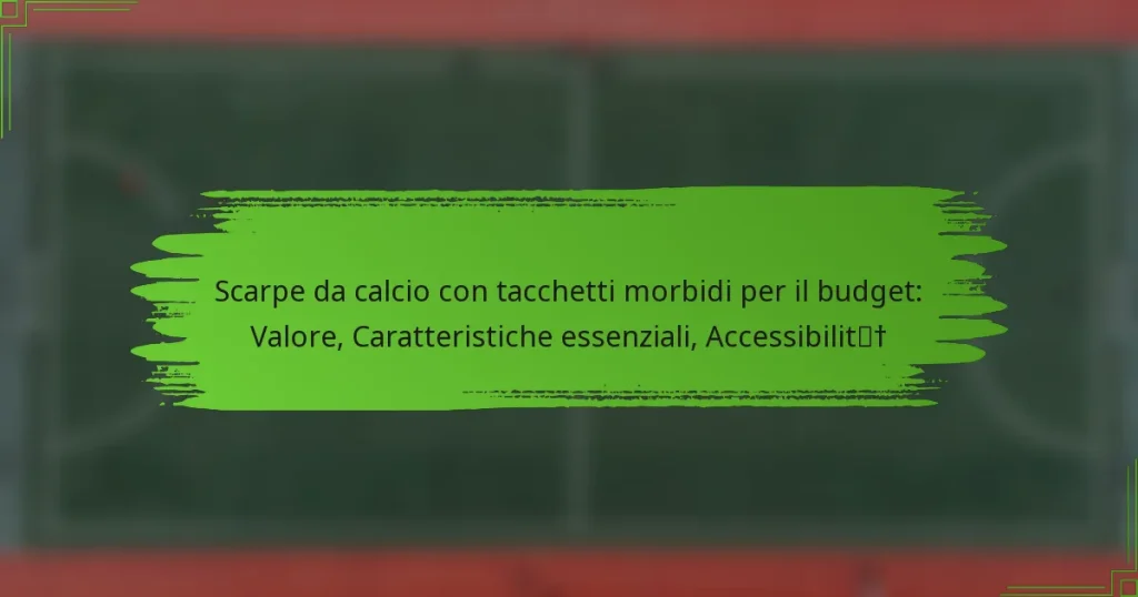 Scarpe da calcio con tacchetti morbidi per il budget: Valore, Caratteristiche essenziali, Accessibilità