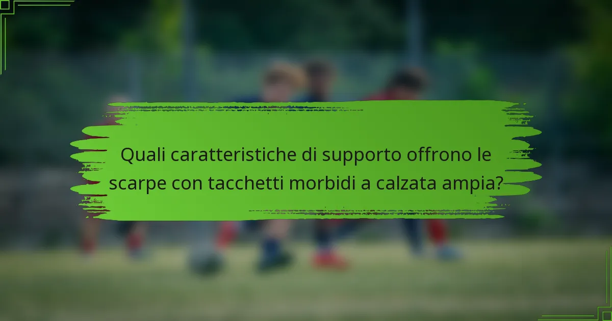 Quali caratteristiche di supporto offrono le scarpe con tacchetti morbidi a calzata ampia?