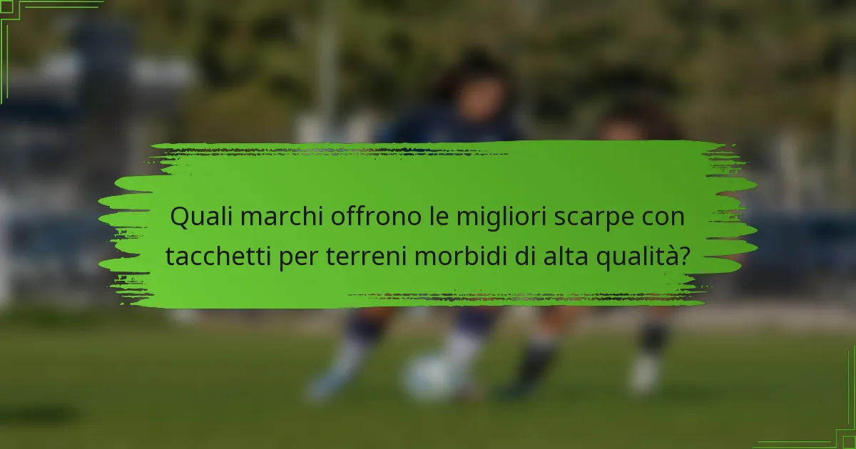 Quali marchi offrono le migliori scarpe con tacchetti per terreni morbidi di alta qualità?